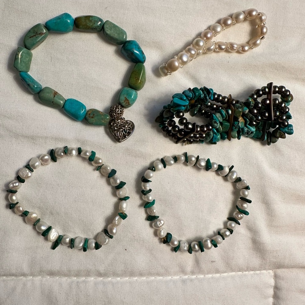 Turquoise and Pearl Bracelets